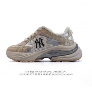公司级 美职棒 Mlb Bigball Chunky Curve 纽约洋基队厚底增高老爹鞋男女复古鞋中性纽约洋基队休闲经典运动鞋。加厚鞋底，侧面有撞色Ny标识，