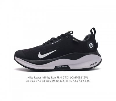 耐克 Nike Reactx Infinity Run 4瑞亚机能风疾速系列越野缓震休闲运动鞋 公路跑步鞋带气垫厚底增高运动鞋 加宽前足设计和加厚泡绵层 有助提