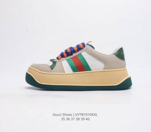 古驰女鞋 Gucci Screener系列做旧脏脏鞋时尚厚底增高复古板鞋潮运动鞋 复古学院风款式与融入怀旧运动服风格的面料风靡数十年 不同风格演绎出的协奏之曲为