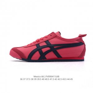 真标 亚瑟士 Onitsuka Tiger Mexico 66 Slip On 鬼冢虎复古时尚 舒适透气皮革鞋面耐磨防滑 休闲运动跑步鞋 虎底采用磨耐防橡滑胶底
