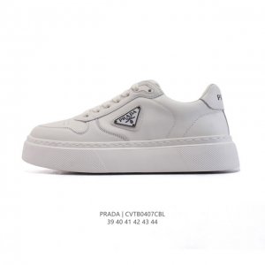 公司级 Prada系列／Prada 普拉达男士款小白鞋 厚底增高运动跑步鞋 时尚板鞋 Prada.普拉达高端品牌休闲慢跑鞋 完美做工.演绎完美选择的你。 码数: