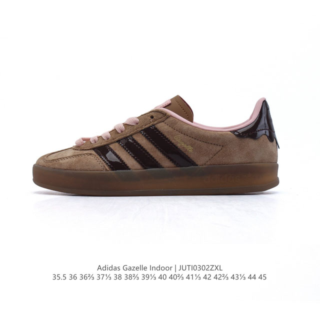 160 阿迪达斯 Adidas Originals Gazelle Indoor复古三叶草防滑透明橡胶板鞋经典运动鞋。这款经典鞋,忠于原版设计,缀撞色三条纹和鞋