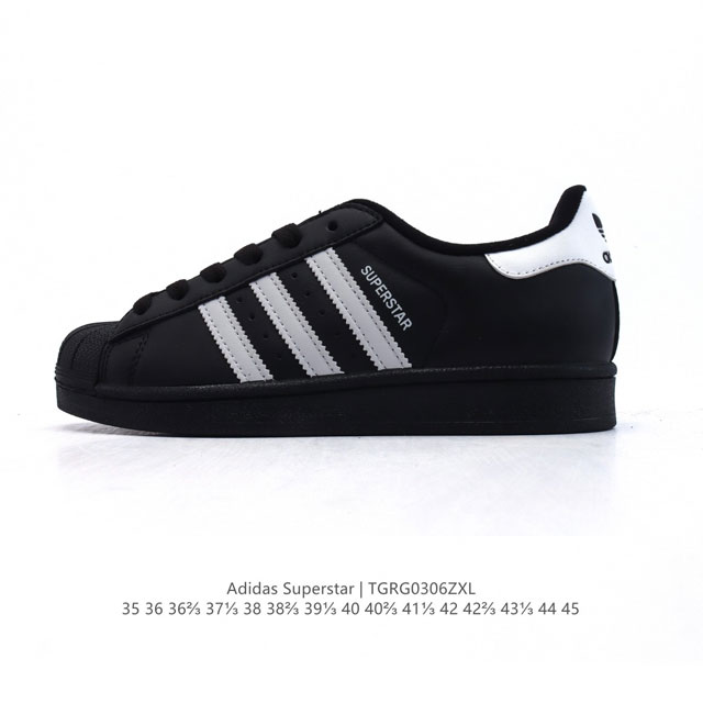 160 阿迪达斯 Adidas Superstar 三叶草经典贝壳头系列 新款休闲板鞋潮流男女士运动鞋 。鞋面柔软皮革材质 标志性的贝壳鞋头，锯齿三条纹，简约的 - 点击图像关闭