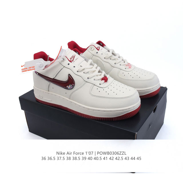 140 耐克 Nike Air Force 1 '07 Low 2025新年新款 空军一号含气垫 小白鞋 低帮百搭厚底增高休闲运动板鞋。柔软、弹性十足的缓震性能