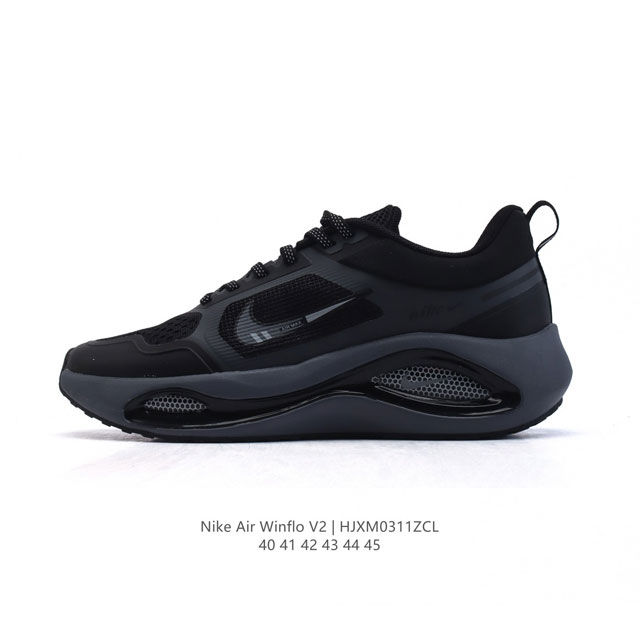 170 耐克 Nike Zoom Winflo V2 跑步鞋搭载工程网眼设计，巧妙结合 Flywire 飞线，为你全程缔造轻盈透气感受和手套般的出色贴合体验。N