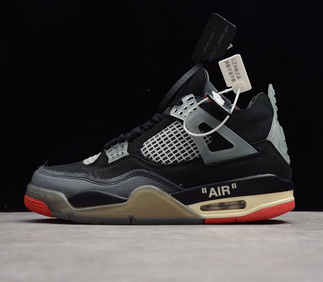 Off-White x Air Jordan 4 Retro 黑红 CV9388-001 40 40.5 41 42 42.5 43 44 44.5 45 4