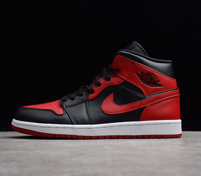 CJ版本 Air Jordan 1 Mid Bred AJ1 中帮 小禁穿 黑红 554724-074 40 40.5 41 42 42.5 43 44 44