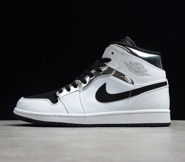 CJ版本 Air Jordan 1 Mid AJ1 中帮 黑白银 554724-121 40 40.5 41 42 42.5 43 44 44.5 45 46