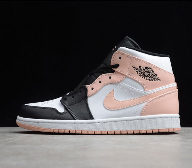 CJ版本 Air Jordan 1 Mid Crimson Tint AJ1 中帮 黑白粉脚趾 樱花粉 货号 554724-133