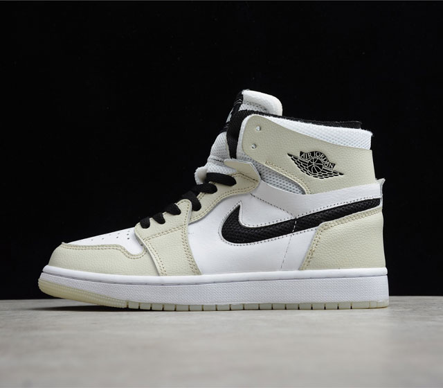 Air Jordan 1 Zoom Comfort AJ1 气垫 灰白黑 货号 CT0979-002 采用浅灰 + 纯白为主色调 Swoosh 飞翼 Logo