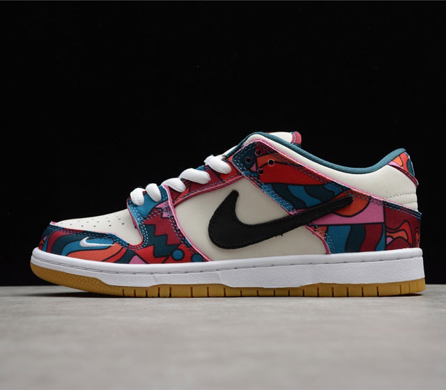 Parra x Nike SB Dunk Low Abstract Art 白蓝红 抽象艺术 货号 DH7695-600 全新配色以白色为基础 整体框架依旧搭