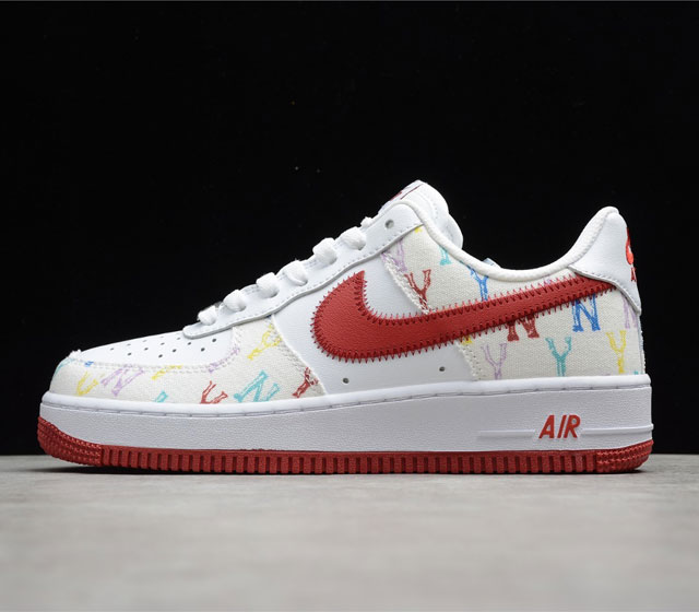 NK Air Force 1 07 Low AF1 空军 低帮 MLB 洋基队联名 白红满天星 货号 315122-443 新款出货 官方同步发售 进口帆布