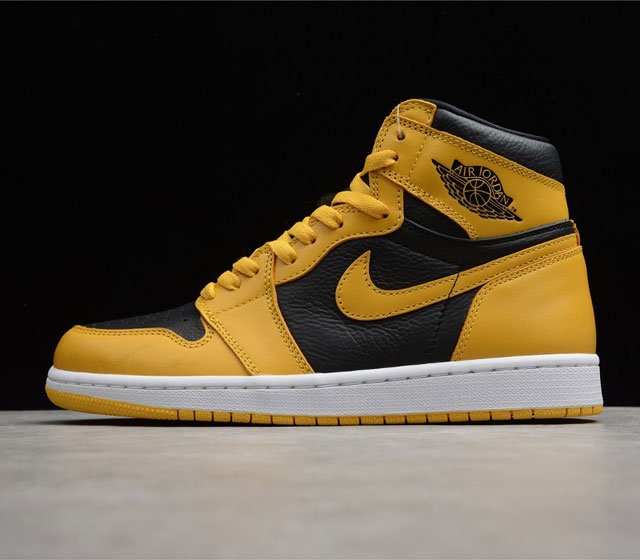 CJ纯原版本 Air Jordan 1 High OG Pollen AJ1 高帮 黑黄 货号555088-701 整体造型延续了 Air Jordan 1