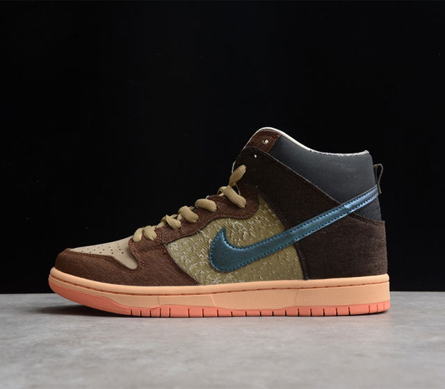 Concepts x NK SB Dunk High Pro QS 高帮 棕绿烤鸭 货号 DC6887-200 在材质用料上依然有着细腻丰富的质感 翻毛皮 渐