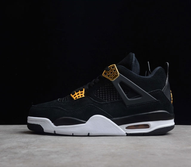 Air Jordan 4 Royalty AJ4 黑金 308497-032 鞋款本身已经无需更多的介绍了 黑色牛巴革营造质感氛围 金光灿灿的细节