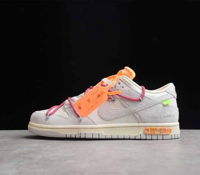 GZ版本 Off-White x NK Dunk Low The 50 灰白 NO.35 红鞋带橙扣 DJ0950-114 尺码 36 36.5 37.5 3