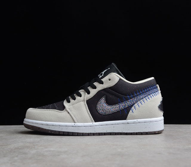 Air Jordan 1 Low Crater AJ1 低帮文化篮球鞋 灰蓝黑 缝线 DM4657-001 尺码 36 36.5 37.5 38 38.5 3