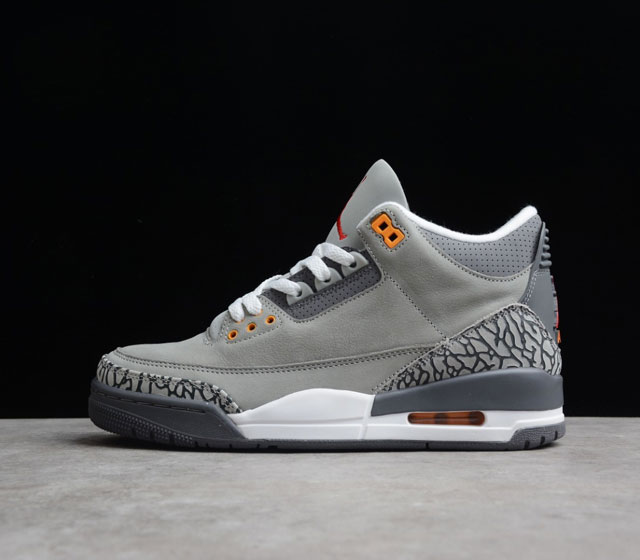 Air Jordan 3 Cool Grey AJ3 酷灰 CT8532-01213 保留了三代鞋型最为经典的爆裂纹装饰 灰色的皮革鞋身搭配灰色的鞋舌 衬托了