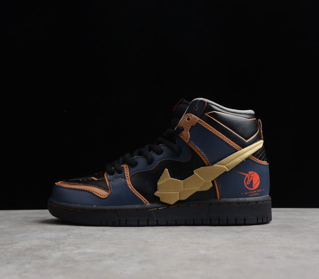 Gundam x NK SB Dunk High Banshee 高达联名 高帮 报丧女妖 黑蓝金 魔术贴Swoosh 货号 DH7717-400 当日本动漫