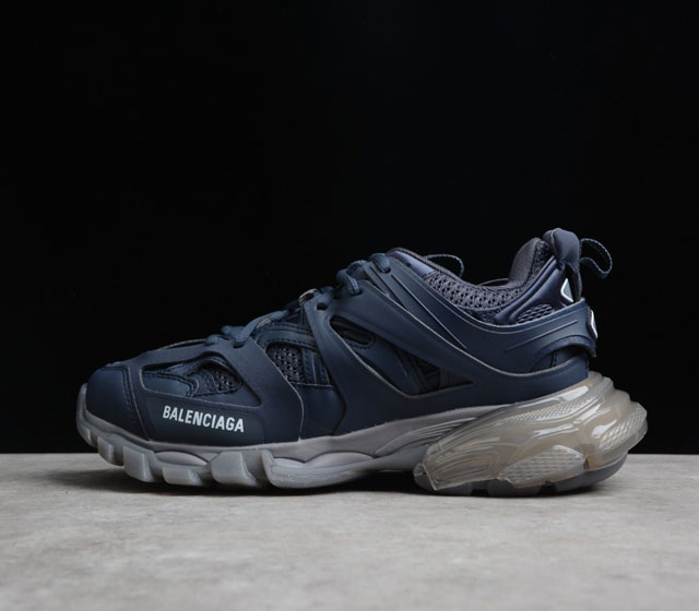 Balenciaga 巴黎世家 Track Sneaker 巴黎世家三代 透明鞋底运动鞋 户外概念复古老爹鞋 雾霾蓝 647741-W3BC5-0209 新版