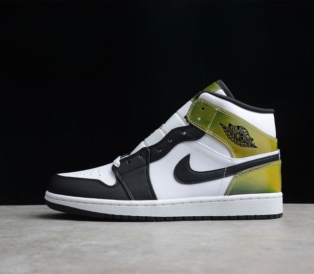 CJ版本 Air Jordan 1 Mid Dutch Green AJ1 中帮 白黑彩 热感应 DM7802-100 鞋面3D多彩变幻色与白色皮革拼接 每个 - 点击图像关闭