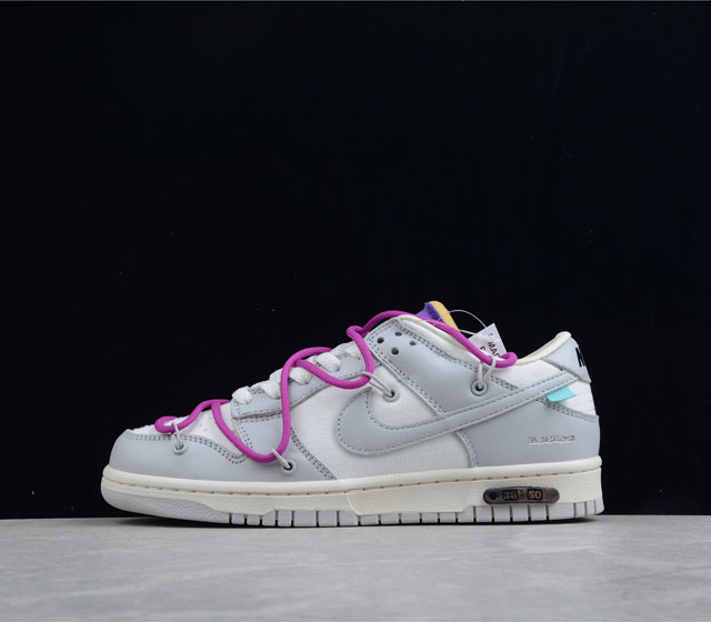 Nike SB Dunk OFF-WHITE 联名 28of50 麂皮灰紫 28-50 货号 DM1602-11117 原厂原档案开发 原盒原标 原厂头层皮料