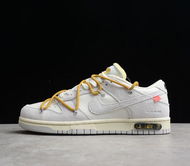 Off-White x NK Dunk Low THE 50 系列 全新联名 NO 37 灰白 棕鞋带冰蓝扣 货号 DJ0950-105 尺码 36 36.5