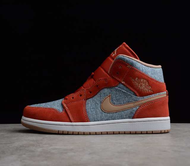 CJ版本 Levi s x Air Jordan 1 Denim AJ1联名款 李维斯牛仔布 AJ1中帮文化篮球鞋 橘色牛仔丹宁 DM4352-600 顶级公