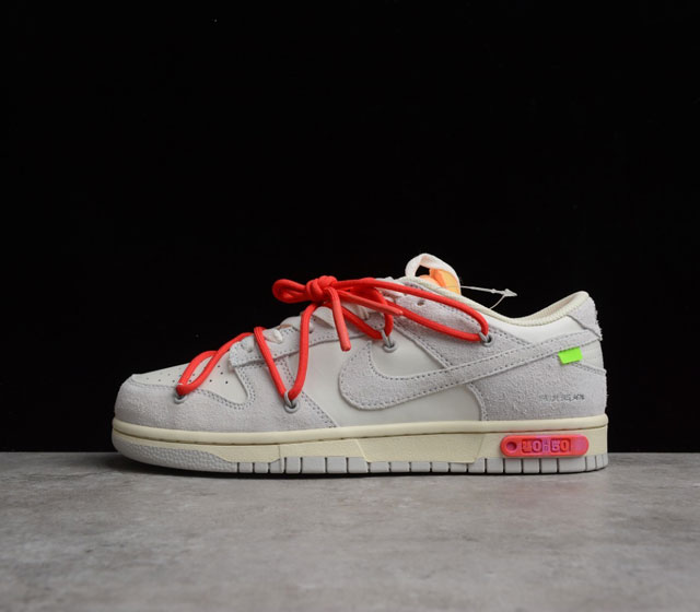 Off -White x Nike Dunk Low The 50 灰白 NO.40 红鞋带橙扣 货号 DJ0950 103 码数 36 36.5 37.5