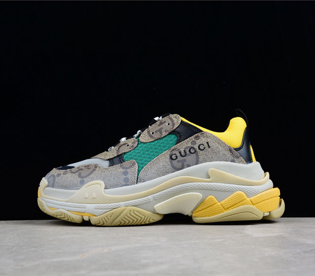 Gucci x Balenciaga Triple S 联名款巴黎世家拼接布面复古老爹鞋 UMO20976616 35 36 37 38 39 40 41 4