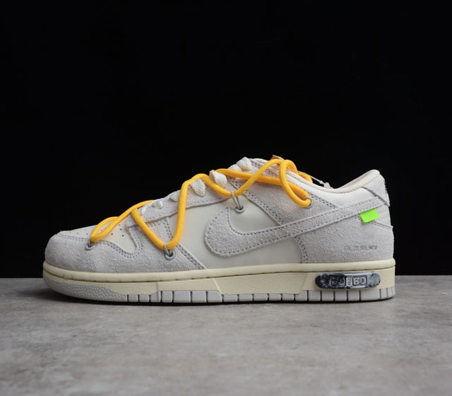 Off -White x NK Dunk Low The 50 灰白 NO.39 黄鞋带黄扣 低帮休闲板鞋 DJ0950-109 码数 36 36.5 37.