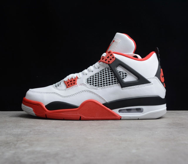 Air Jordan 4 Fire Red AJ4 乔4 黑白火焰红 白红 文化篮球鞋 货号 DC7770-160 简单上脚百搭的小白球鞋 白色中