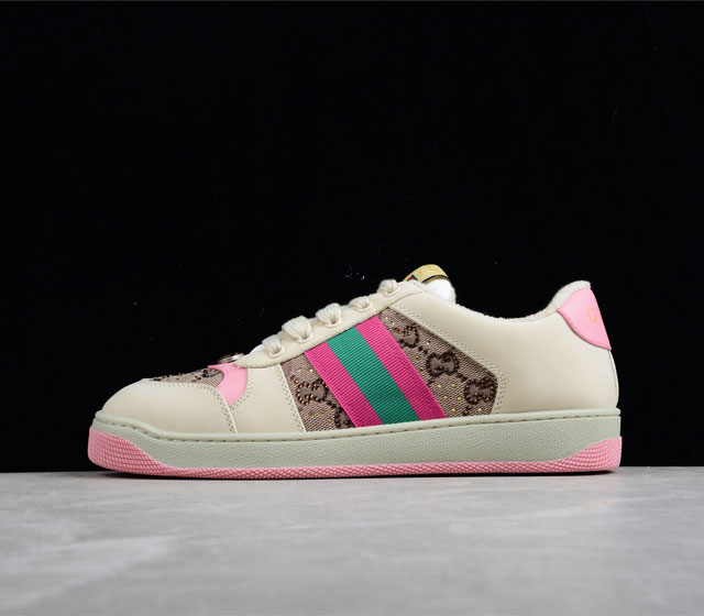 代购版 芯片可扫 Gucci Distressed Screener sneaker古驰小脏鞋系列17 经典原型复古百搭做旧老爹板鞋 复古学院风 怀旧版 原版