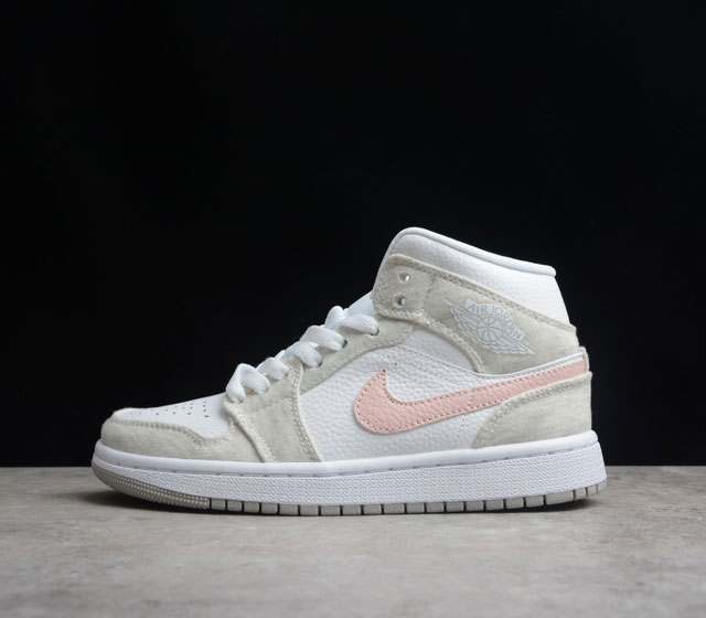 Nike Air Jordan 1 Mid GS Light Iron Ore AJ1 乔1 中帮 经典复古文化休闲运动篮球鞋 白灰粉 DN4045-001