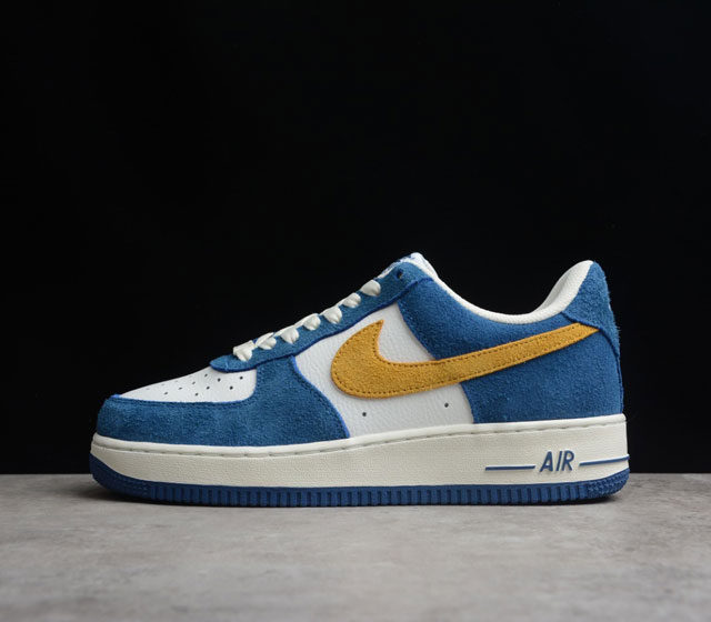 Nike Air Force 1 07 Low AF1 空军一号 低帮百搭休闲运动板鞋 蓝黄 货号 BQ8988-103 内置全掌air sole气垫#柔软