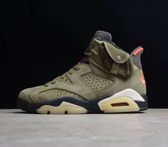 Knowknow同款 Travis Scott X Air Jordan 6 Medium Olive TS联名橄榄绿 TS鬼脸联名 货号 CN1084-20