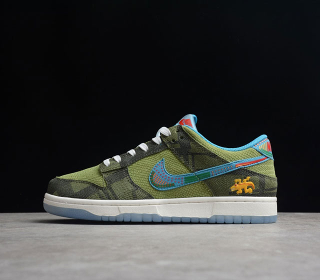 Nike Dunk Low Siempre Familia 复古休闲 板鞋 绿色 蜥蜴亡灵节 货号 DO2160-335鞋面采用绿色的人选蜥蜴皮革和黑色湖蜴皮