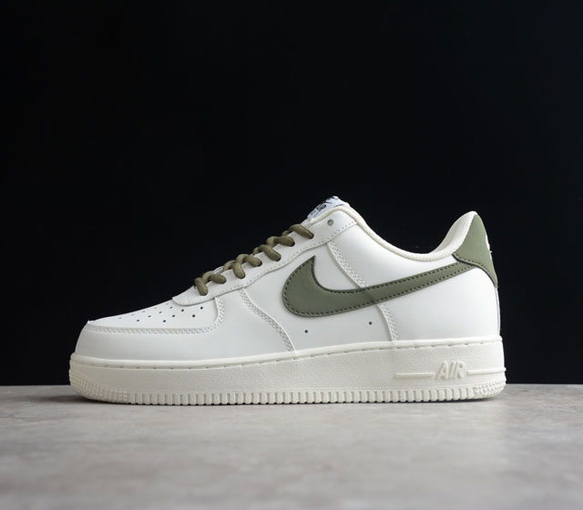 NK Air Force 1 Low 07 米白绿 配色低帮空军一号休闲板鞋 定制皮料 原楦原纸板 纯正空军版型 高清洁度 内置全掌气垫 货号 CQ5059-