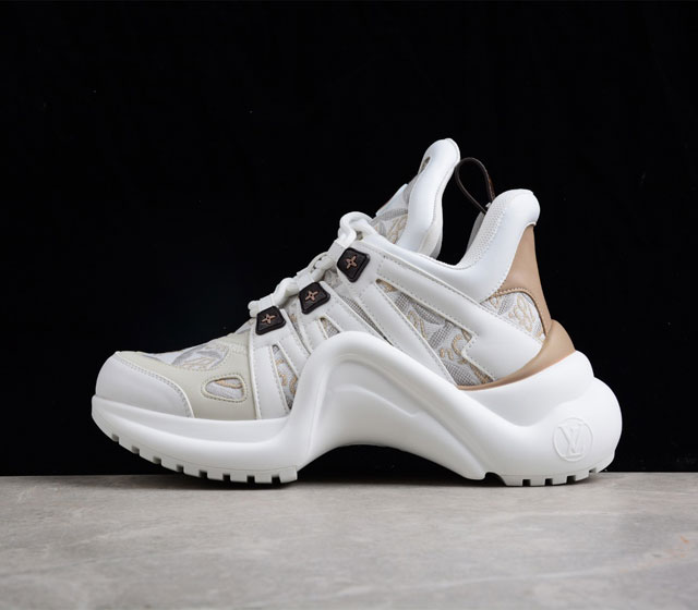 路易威登Louis Vuitton Archlight Sneakers LV真皮拼色减震网面运动弓型舞蹈复古老爹运动鞋16 升级2022原装配件5D效果礼盒