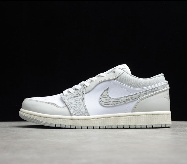 CJ版本 毒版 Air Jordan 1 Low Berlin Grey AJ1 低帮 灰白爆裂纹 DH4269-100 整双鞋以白色和灰色呈现 搭配上细腻皮