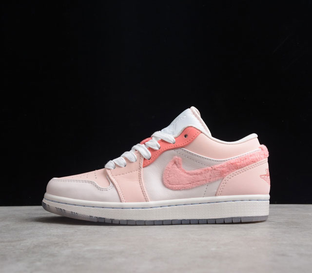 CJ版本 Air Jordan 1 Low AJ1 低帮 绒粉钩 二次元情人节 白粉 DM5443-666 顶级公司纯原版本 最终版本 正确卡色 精准做工 正