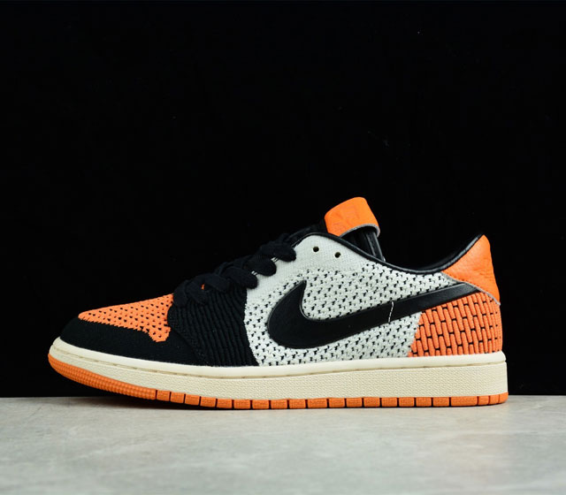 公司级 Air Jordan 1 Retro low Flyknit 黑白橘 货号 AH4506-100 尺码 40 40.5 41 42 42.5 43 4