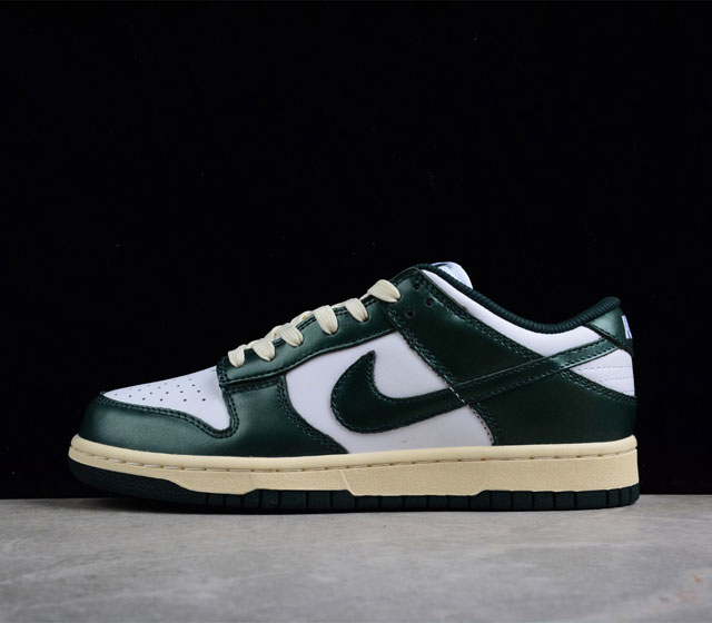 Nike Dunk Low Vintage Green 扣篮系列低帮 白绿做旧底 货号 DQ8580-100 原厂原档案开发 原盒原标 原厂头层皮料 官方厚鞋