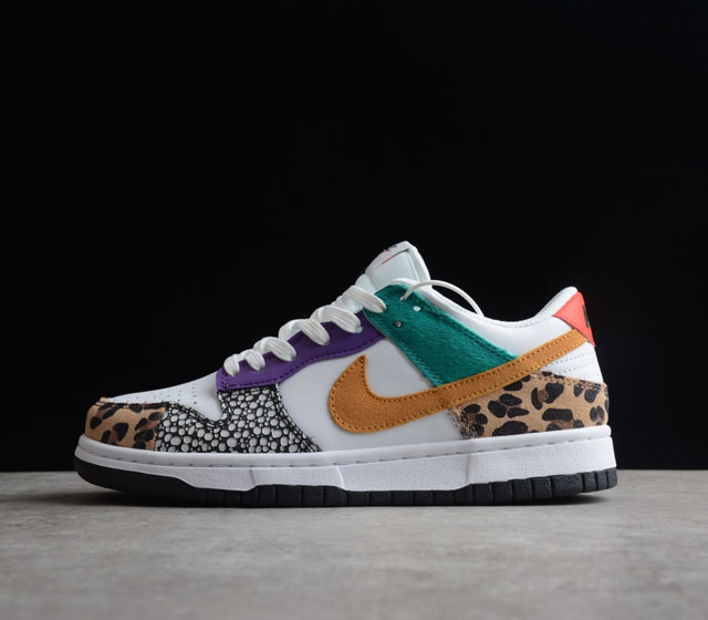 Nike Dunk Low SE Patchwork 复古休闲板 鞋 女款 彩色拼接 动物园 数十年来 众多Dunk 鞋款采用人气配色 纹理和印花 成就经典之