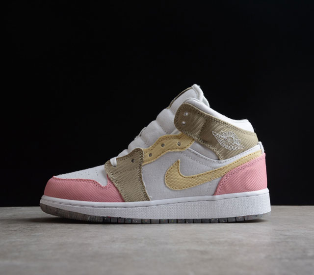 CJ版本 Air Jordan 1 Mid AJ1乔1中帮文化篮球鞋 粉白棕 货号 DJ0338-100 市售最高品质 原鞋开发 平台订单专用代工流水线打造