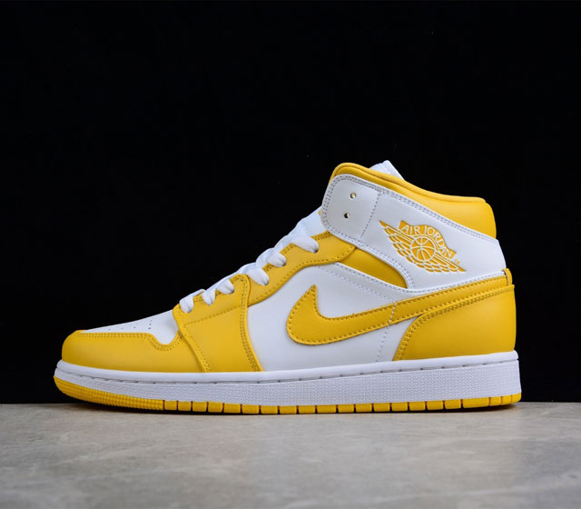 Air Jordan 1 Mid AJ1 乔1白黄 中邦篮球鞋 BQ6472-117 尺码 36 36.5 37.5 38 38.5 39 40 40.5 4