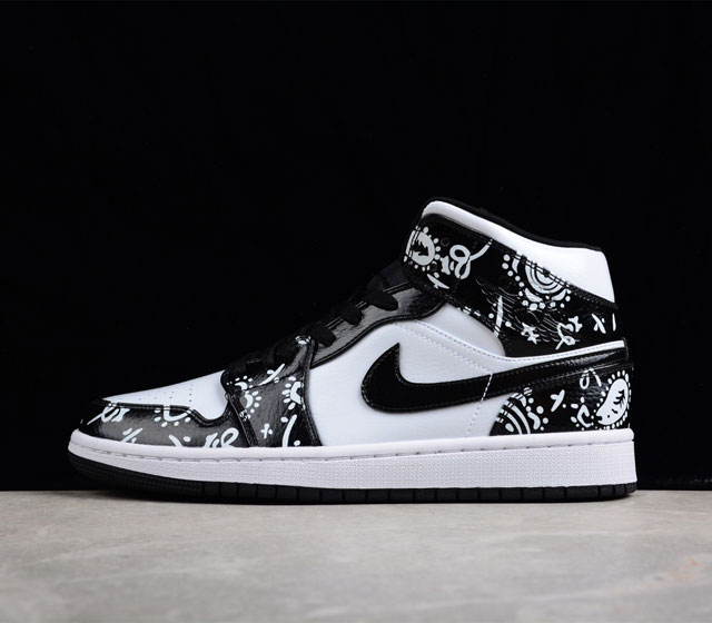 Air Jordan 1 Mid SE AJ1 乔1涂鸦黑白 中邦篮球鞋 554724-075 尺码 36 36.5 37.5 38 38.5 39 40 4