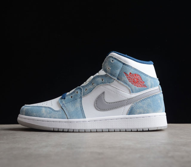 CJ版本 Air Jordan 1 Mid French Blue AJ1 乔1水洗蓝 中帮篮球鞋 DN3706-401 SIZE 35.5 36 36.5