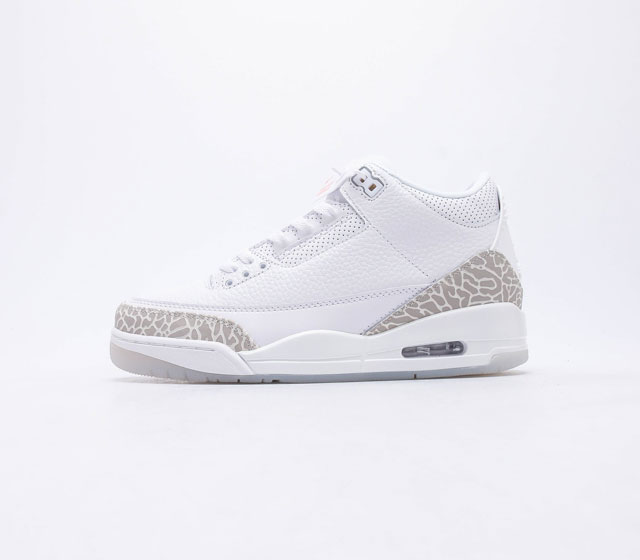 公司级Air Jordan 3 Retro White 纯白 纯白 中端性价比之王 原装进口皮料 正确石头纹 纳帕纹结合 原厂私磨 正品鞋型 鞋舌飞人刺绣针数