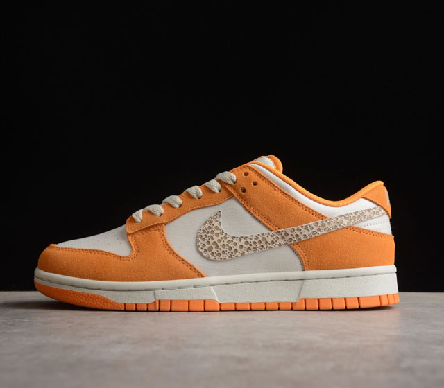 Nk Dunk Low Safari Swoosh 米白橙 SB低帮运动休闲板鞋 货号 DR0156-800 鞋款采用干净的亮橙色和白色作为主配色 全鞋身采用